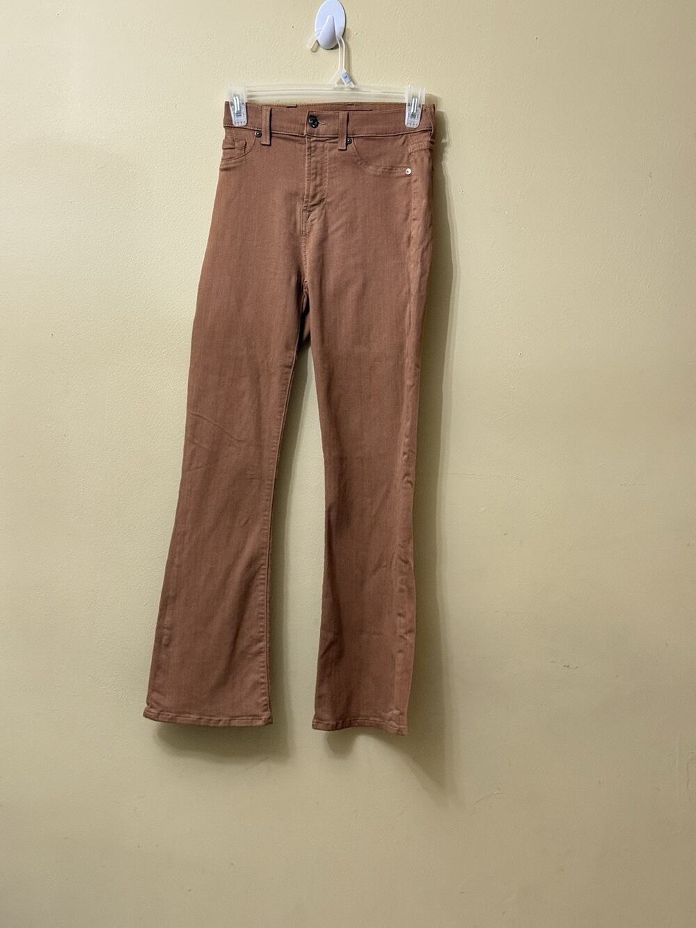 7 For All Mankind Jeans Womens 24 Brown Kick Flare High Rise Ankle 70s Retro
